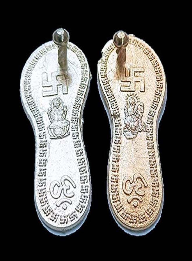 Nicolette Gold Plated Laxmi Charan Paduka (Big) Religious, Puja Article, Shree Laxmi MATA Charan Paduka for Entrance Door of Home/Office for Wealth Pooja Samagri (10) - Image 3